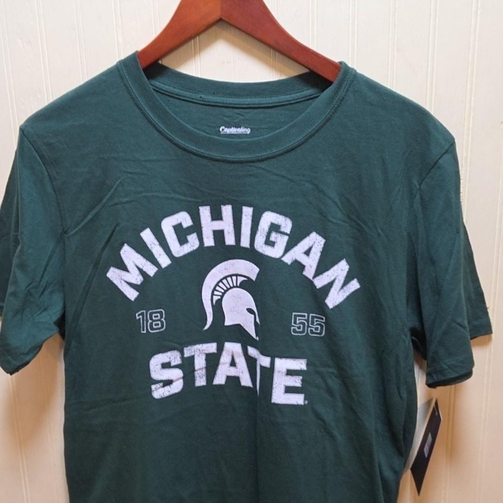 Michigan State Spartans Shirt Mens Large Green NCAA Captivating Tee Short Sleeve
